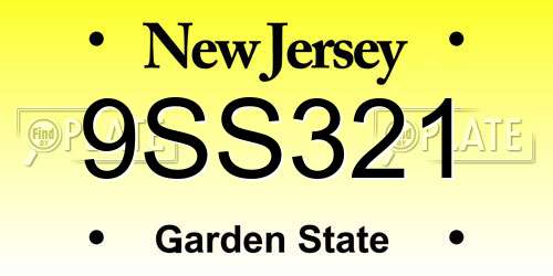 9SS321 New Jersey License Plate