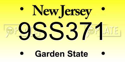 9SS371 New Jersey License Plate