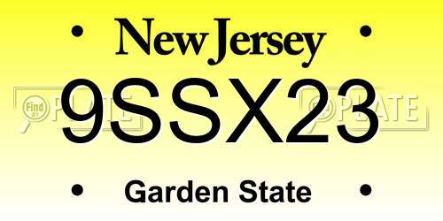 9SSX23 New Jersey License Plate