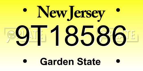 9T18586 New Jersey License Plate
