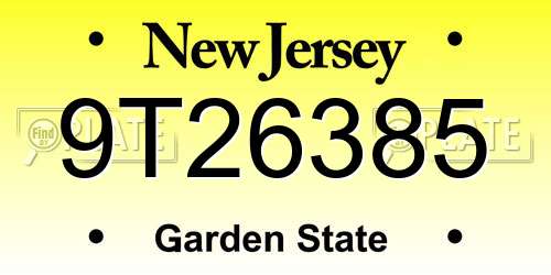 9T26385 New Jersey License Plate