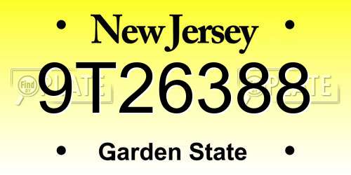 9T26388 New Jersey License Plate