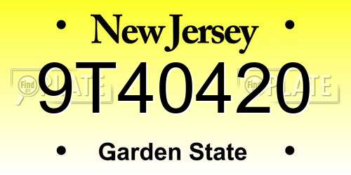9T40420 New Jersey License Plate