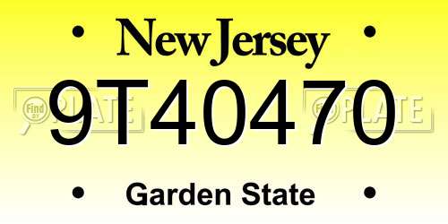 9T40470 New Jersey License Plate