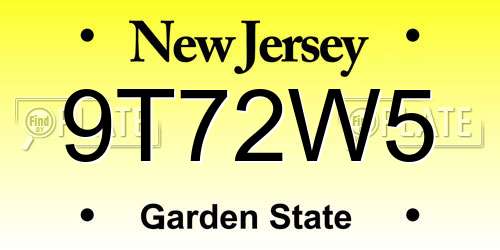 9T72W5 New Jersey License Plate