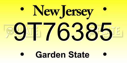 9T76385 New Jersey License Plate