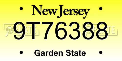 9T76388 New Jersey License Plate