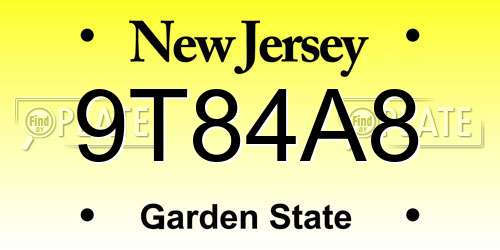 9T84A8 New Jersey License Plate