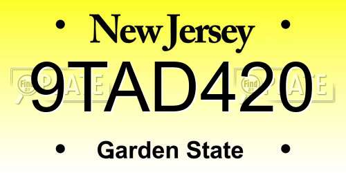 9TAD420 New Jersey License Plate