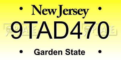 9TAD470 New Jersey License Plate