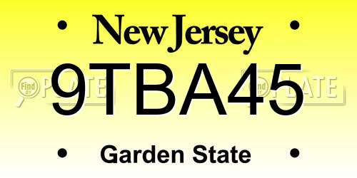 9TBA45 New Jersey License Plate
