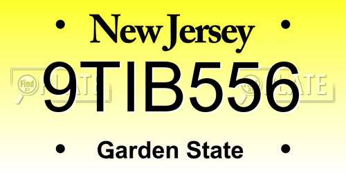 9TIB556 New Jersey License Plate