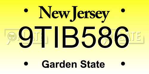 9TIB586 New Jersey License Plate