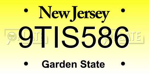 9TIS586 New Jersey License Plate
