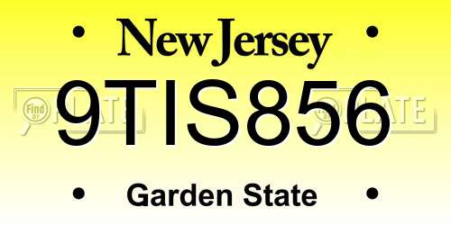 9TIS856 New Jersey License Plate