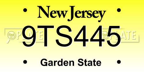 9TS445 New Jersey License Plate