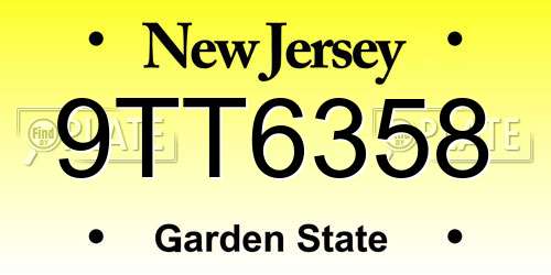 9TT6358 New Jersey License Plate