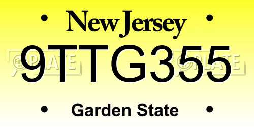 9TTG355 New Jersey License Plate