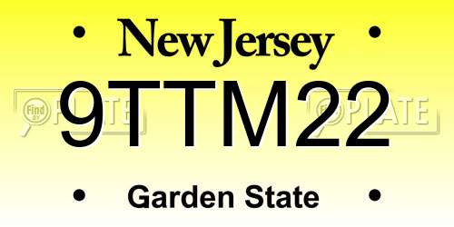 9TTM22 New Jersey License Plate