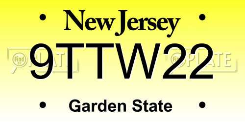 9TTW22 New Jersey License Plate