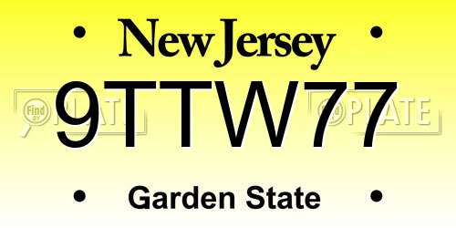 9TTW77 New Jersey License Plate