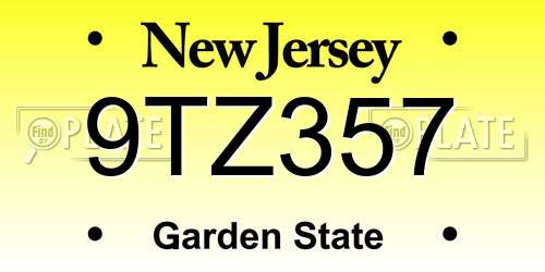 9TZ357 New Jersey License Plate