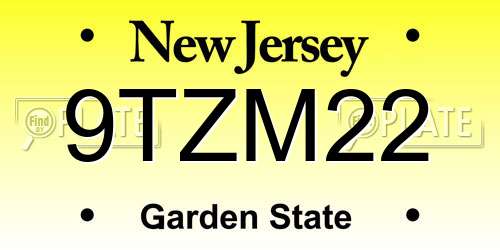 9TZM22 New Jersey License Plate