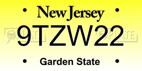 9TZW22 New Jersey License Plate