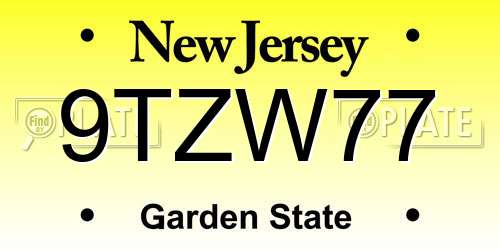 9TZW77 New Jersey License Plate