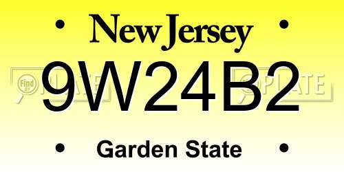 9W24B2 New Jersey License Plate