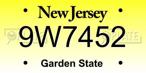 9W7452 New Jersey License Plate