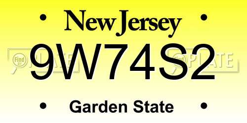 9W74S2 New Jersey License Plate