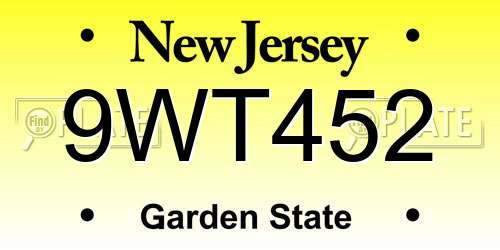 9WT452 New Jersey License Plate