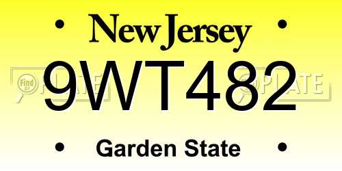 9WT482 New Jersey License Plate