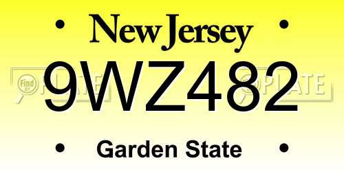 9WZ482 New Jersey License Plate