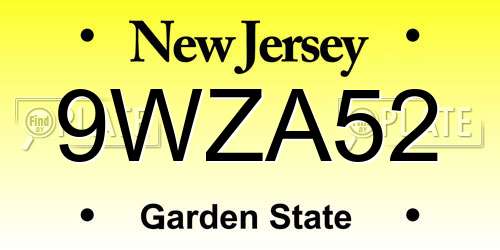 9WZA52 New Jersey License Plate