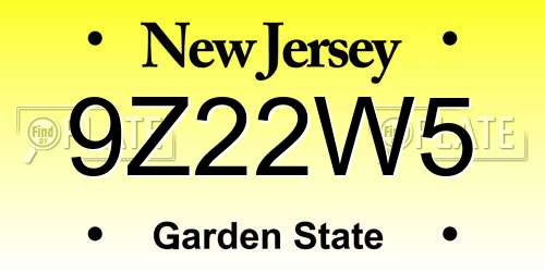 9Z22W5 New Jersey License Plate