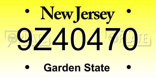 9Z40470 New Jersey License Plate