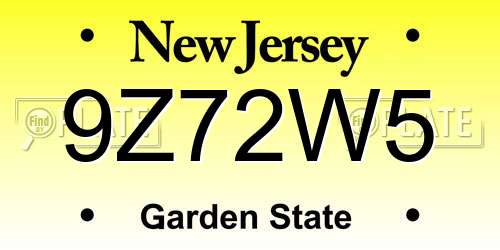 9Z72W5 New Jersey License Plate