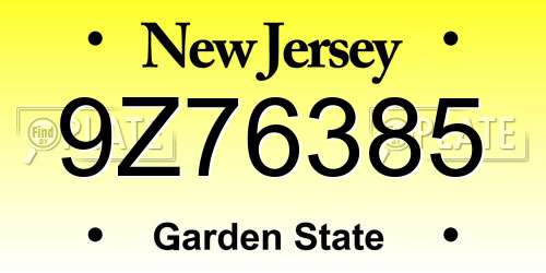 9Z76385 New Jersey License Plate