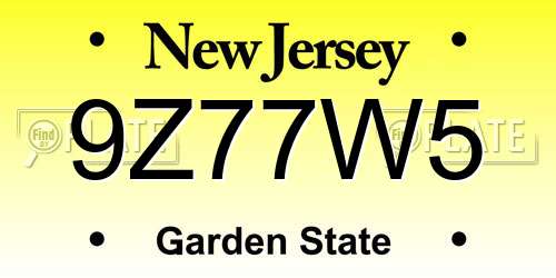 9Z77W5 New Jersey License Plate