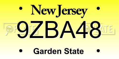 9ZBA48 New Jersey License Plate