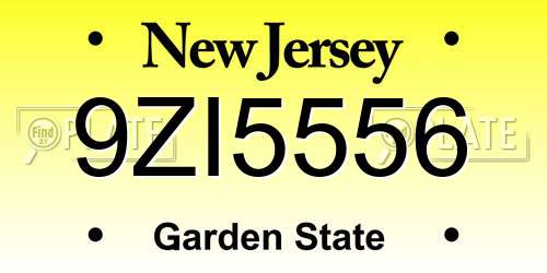 9ZI5556 New Jersey License Plate