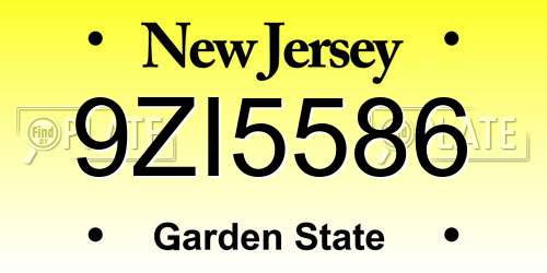 9ZI5586 New Jersey License Plate