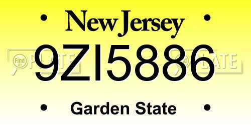 9ZI5886 New Jersey License Plate