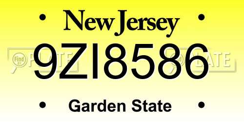 9ZI8586 New Jersey License Plate