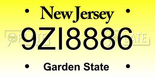 9ZI8886 New Jersey License Plate