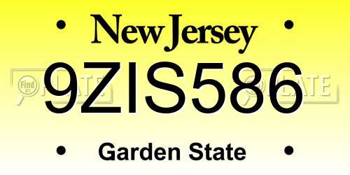 9ZIS586 New Jersey License Plate