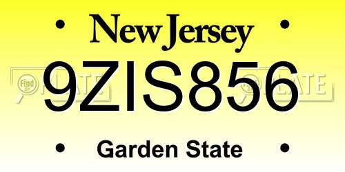 9ZIS856 New Jersey License Plate