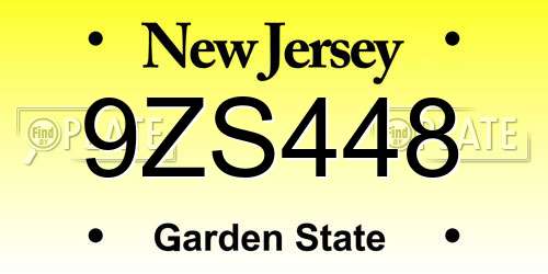 9ZS448 New Jersey License Plate
